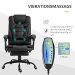 Skrivbordsstol med 7 Massagepunkter, Höjdjusterbar Snurrstol med Integrerat Fotstöd, 67 x 79 x 111–121 cm