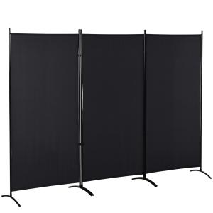 Rumsavdelare, 3-panelers Sekretessskärm, Metallram, Svart