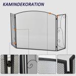 Eldstadsgaller Gnistskydd Svart av Metall för Eldstad och Ugn 3 Paneler Fällbart Skyddsgaller Säkert Eldstadsområde 132,5 x 76,5 cm