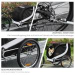 Hundvagn Cykelvagn Vit Svart Oxford Tyg för Hundtransport 2 i 1 med Nätfönster och Dragkrok 130 X 73 X 90 Cm