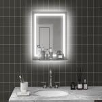 Badrumsspegel Väggspegel Silver av Glas och Aluminium för Badrum LED Belysning med Touch 50 x 70 cm