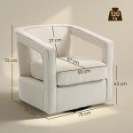 Loungestol Roterbar Beige Tyg för Vardagsrum Modern Fåtölj 360 Grader med Armstöd och Ryggstöd Bekväm och Stabil 77 × 75 × 72 cm