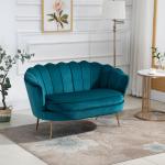 Soffa Loveseat 2-Sits Mörkgrön av Sammetslook ve Trä för Vardagsrum ve Sovrum Tjockt Stoppad Modern Dubbelsoffa 130 x 77 x 77 cm