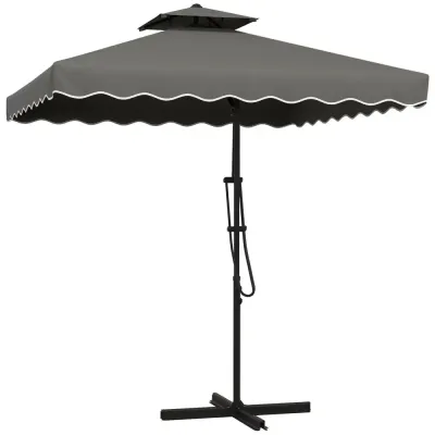 Parasoll Balkongparaply Mörkgrå av Metall 243 x 243 cm