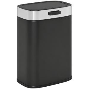 Kökssoptunna med Öppet Lock Svart Rostfritt Stål för Hushållssopor Praktisk Avfallshink med Urtagbar Innerhink Lättstädad och Hygienisk 21 x 19 x 30 cm