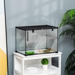 Glasterrarium för Reptiler, Rymlig Matningslåda med Metallnät, Säkert Hem för Reptiluppfödning, Transparent, 50 x 30 x 35 cm