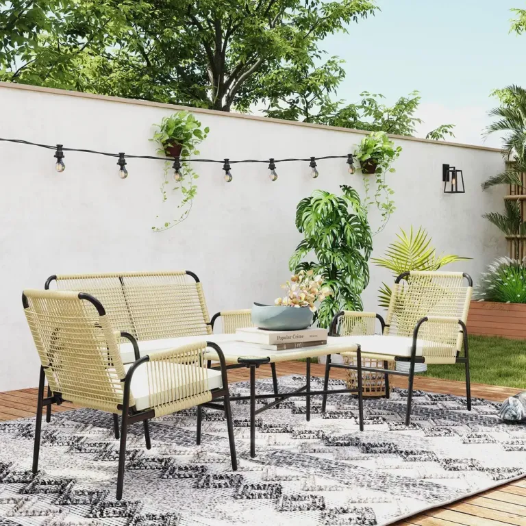 Trädgårdsmöbelset Sittgrupp Svart Gul 110 x 65 x 74 cm
