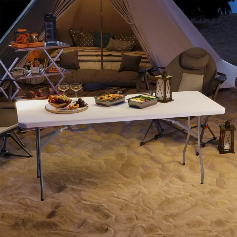 Trädgårdsbord Campingbord Fällbart Vit av Plast 180 x 74 cm