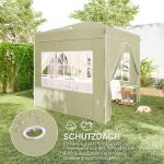 Lusthus Partytält Pop-Up Paviljong Krämvit av Polyester och Metall för Trädgård och Camping Vintertätt Tält med 4 Sidopaneler 2,5 x 2,5 m