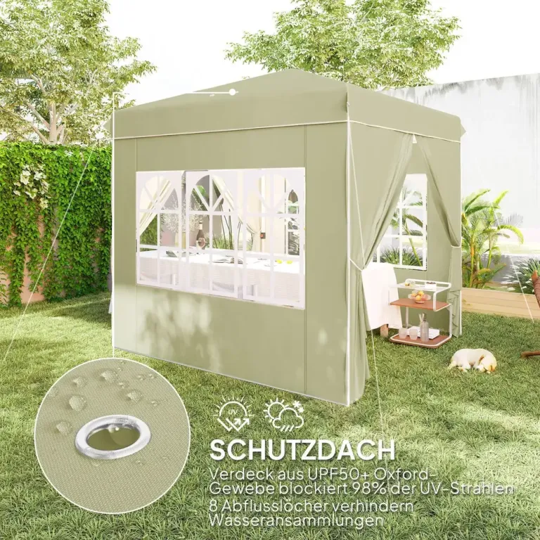 Lusthus Partytält Pop-up Paviljong Krämvit 2,5 x 2,5 m