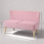 Soffa 2-sits Rosa Tyg för Vardagsrum Bred och Bekväm Soffa med Mjuk Stoppning Retro Design