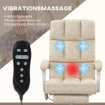 Kontorsstol med Massage- och Värmefunktion samt Fotstöd, Justerbar, upp till 120 kg, Beige