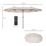 Stort Dubbelparasoll med Vev Ovalt Trädgårdsparasoll för Maximal Skugga Stabil Konstruktion Beige 455 X 270 X 240 Cm