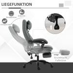 Kontorsstol med Massagefunktion och Fotstöd, Höj- och Sänkbar Chefsstol, Ergonomisk Snurrstol, Linnelook, Grå, 64 x 74 x 109–117 cm