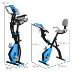 2-i-1 Motionscykel med Träningsband, Hopfällbar X-Bike med LCD-Display, Kompakt Träningscykel för Hemmafitness, Svart/Grå, 97 x 51 x 115 cm