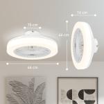 Takfläkt med LED-lampa och Fjärrkontroll samt 6 Hastigheter och Tyst Motor för Sovrum och Vardagsrum Ergonomisk och Modern Vit Metall