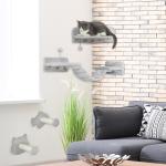 Kattklättervägg Klösträd Ljusgrå av Sisal och Trä för Katter 4 Delar Väggmonterad Möbel med Stege