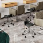 Rullande Pall Salongspall med Ryggstöd Svart av Konstläder ve Metall för Massage ve Spa Höjdjusterbar Arbetspall 59-75 cm
