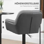 Barstolar i Linnetyg 2-Pack, Snurrbara Köksstolar med Ryggstöd, Justerbar Höjd och Fotstöd, Grå, 57,5 x 52,5 x 93-114 cm