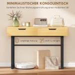 Konsolbord Smalt Natur Spånskiva och Metall för Hall Sidobord med 2 Lådor och Hylla Industriell Design 110x35x77 cm