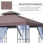 Paviljong med Ventilationstak och Myggnät Partytält med Dräneringshål Polyester och Stål Beige Svart 2,95 X 2,95 X 2,75 M