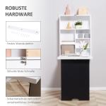 Väggbord Fällbart Skrivbord Vit och Svart av Trä och Metall för Hemmakontoret Platsbesparande med 5 Fack och Tavla 60 x 94,5 x 147 cm