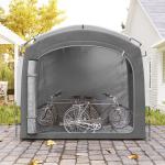 Cykelgarage och Förrådstält för 3-4 Cyklar med 2 Sidofickor för Trädgård Hållbar och Vattentät Mörkgrå Polyester 205 x 140 x 188 cm