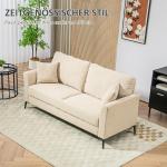 Soffa Loveseat Beige av Tyg med Linnelook och Metall för Vardagsrum 2-Sits Stoppad Soffa 179 x 80 x 89 cm