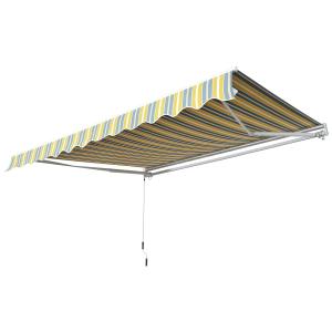 Ledarmsmarkis med Handvev, Solskydd för Balkong, Aluminium, Gul/Grå, 2,95 x 2,45 m