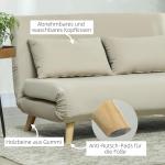 Bäddsoffa Soffa med Sovfunktion Beige av Sammetslook ve Trä för Vardagsrum ve Sovrum Soffa med Ländkudde 130 x 78 cm