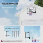 Basketkorg Basketbräda Svart av Stål och Plast för Vuxna Väggmonterad Korg med Bakvägg Ø 45 cm
