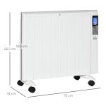 Elektrisk Värme element med Hjul, Portabel Värmare med Fjärrkontroll och Timer, Effektiv Uppvärmning för 15 m², Vit, 75 x 7,5 x 58,5 cm, 2000 W