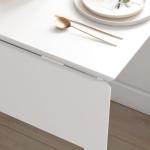 Matbord Fällbord Vit av Trä för Små Rum och Matsal Köksbord för 2-4 Personer Hopfällbart 110 x 86 x 75 cm