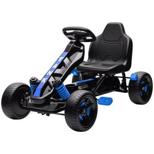 Gokart med Pedaler, Trampbil för Barn med Bromsar, Halkfria Hjul och Metallram, 3-6 År, Blå