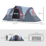 Campingtält 5-6 Personer Tunneltält Kupoltält Polyester för Utomhusäventyr Grå 4,55 X 2,3 X 1,8 M