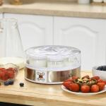 Yoghurtmaskin med 7 Glas, Rostfritt Stål, Silver + Vit, 24 x 24 x 13 cm