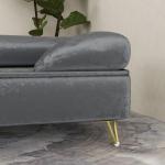 Hundsoffa Hundbädd Grå av Sammet och Metall för Små och Medelstora Hundar Upphöjd Säng med Ryggstöd 10 kg 76 x 53,5 x 34 cm