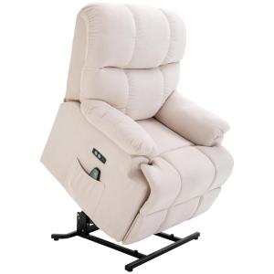 Massagestol med Uppresningshjälp, Elektrisk Relaxfåtölj med Värmefunktion, Justerbar Vilostol med Fjärrkontroll, Plysch