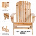 Adirondack Trädgårdsstol med Mugghållare Massivt Trä för Balkong och Terrass Natur 72,5 X 97 X 93 Cm