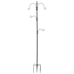 Fågelmatningsstation Fågelbord med 4 Krokar Svart av Metall för Trädgård och Utomhus Dekorativ Matningsstation för Vilda Fåglar 54,5 x 54,5 x 208 cm