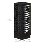 Sollampa Rottinglampa Svart av Plast och Rotting för Uteplats och Trädgård Vattentät LED Trädgårdslampa med Ljussensor Automatisk 15,5 x 15,5 x 46 cm