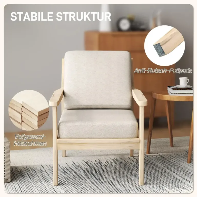 Fåtölj Beige av Linnelook 52,5 x 69 x 77 cm
