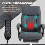 Kontorsstol Chefsstol Mörkgrå av Tyg och Metall för Kontor Ergonomisk Massagestol med Liggfunktion Höj och Sänkbar