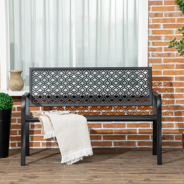 Trädgårdsbänk Svart av Stål 127 x 63 x 83 cm