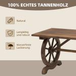 Trädgårdsbord Hållbar Natur Massivträ för Balkong och Altan med Hjulformad Design Väderbeständig Modell 110 x B60 x H65 cm