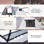 Campingtält Tunneltält Grå av Polyester och Glasfiber för 5 Personer med Sovrum och Bärväska Vattentät 2000 mm Vattenpelare Rymlig Design