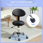 Höjdjusterbar Rullpall med Ryggstöd, 360° Vridbar Arbetspall för Kontor och Salong, 83-98 cm