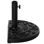 Parasollställ Paraplyfot Svart av HDPE och Plast för Trädgård och Balkong Halvrund med Blommotiv Passar Ø35-48mm Stänger 9 kg