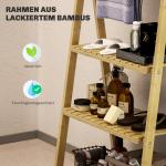 Badrumshylla med 3 Våningar och Handdukshängare för Badrum Hållbar och Ergonomisk Natur Bambu i A-formad Design