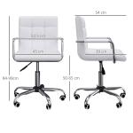 Kontorsstol Chefsstol Vit PU Konstläder och Metall Höjdjusterbar och Ergonomisk Snurrstol 84-99 Cm